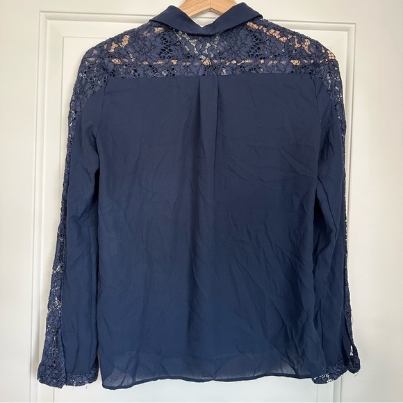 Long Sleeve Zara Basic Button down and Lace Blouse - Picture 2 of 7